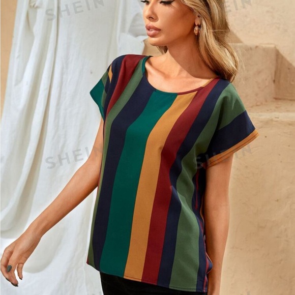 Colourful Striped Blouse T-shirt XS - Picture 4 of 6